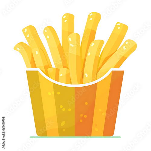 Illustration of a Paper Cup Filled with Crispy French Fries