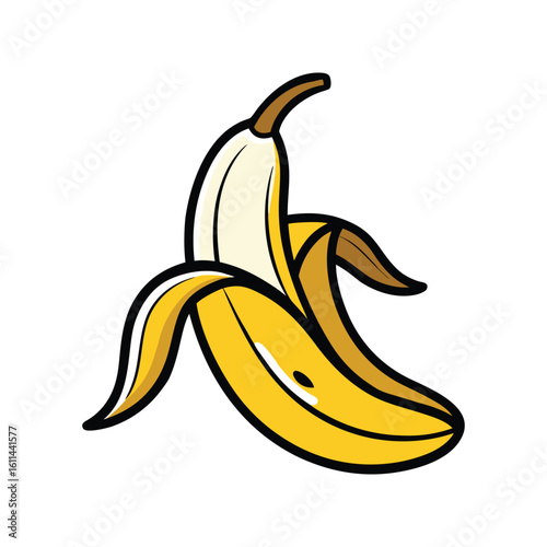 Peeling Banana on White Background 