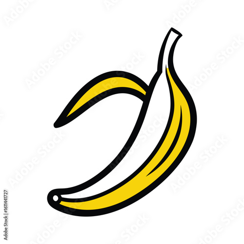 Peeling Banana Cartoon on White Background 