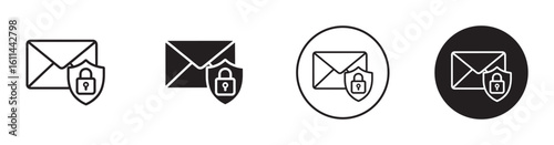 Message or email Lock icon set. Email security key icon  set. cyber security. private communication , vector illustration . 