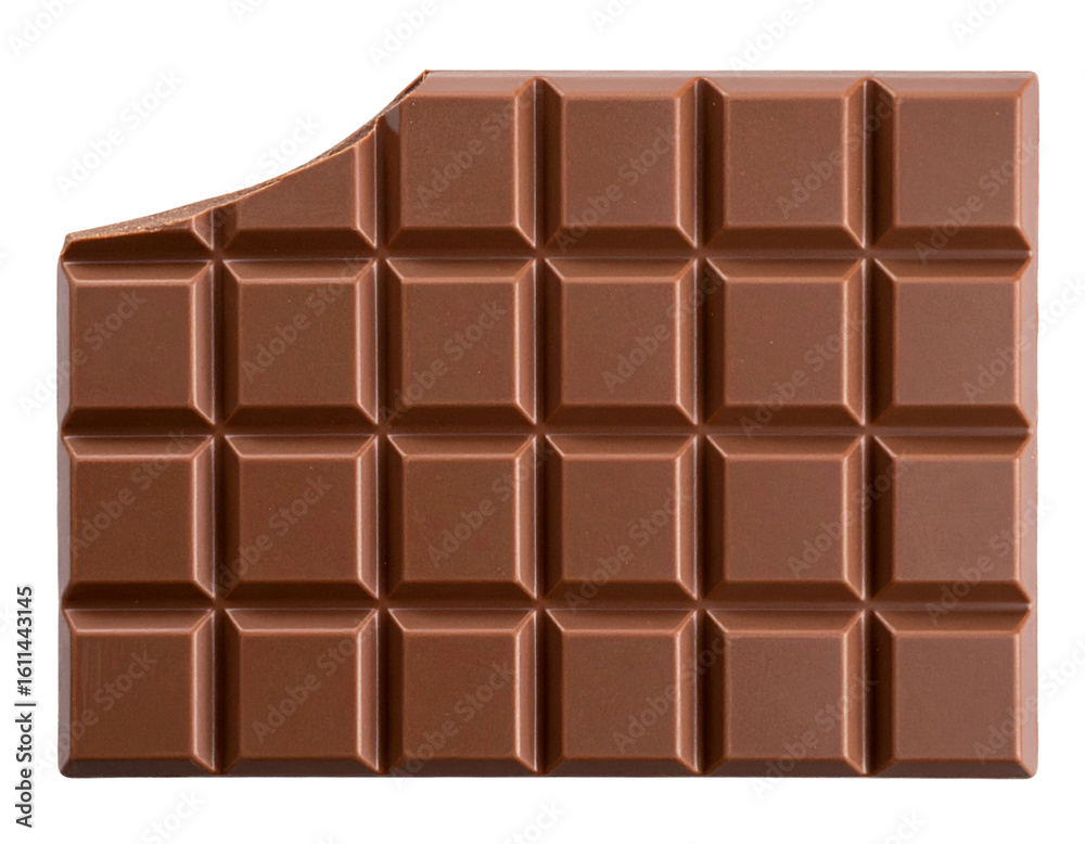 Fototapeta premium Close-Up de Tablete de Chocolate Meio Amargo com Textura Fosca e Sombra Suave, isolado em PNG – AI Gerado