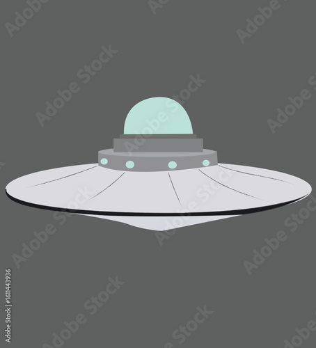 Vector illustration of silver color flying saucer 
