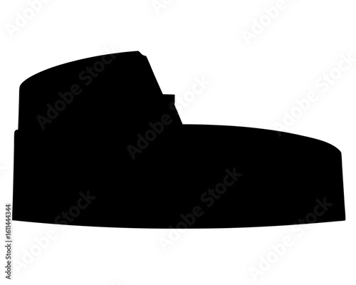 Silhouette of a platform shoe with a thick sole in black and white
