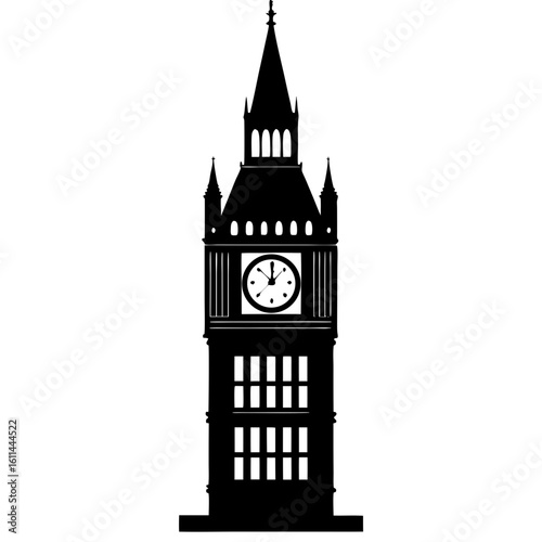 Big ben landmark london england building travel silhouette vector illustration