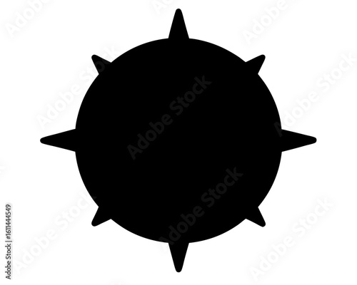 Black spiked orb with a spherical shape and outward radiating points
