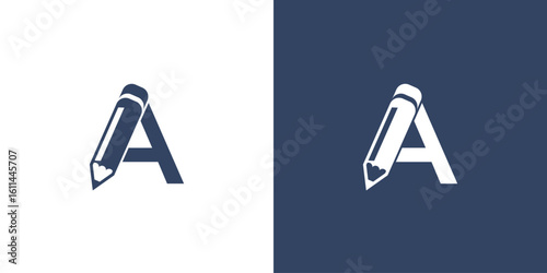 Creative pencil logo with combination letter from A to Z premium vector