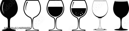 Assorted Wine Glasses Icon Set