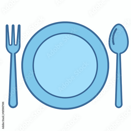 Plate with spoon and fork