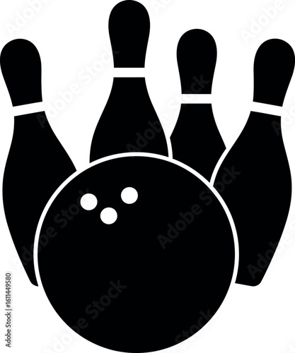 Bowling ball and pins silhouette