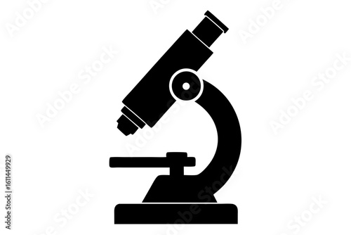 Microscope laboratory equipment science study silhouette vector illustration