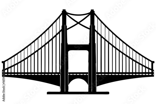 Golden gate bridge architecture landmark silhouette vector illustration