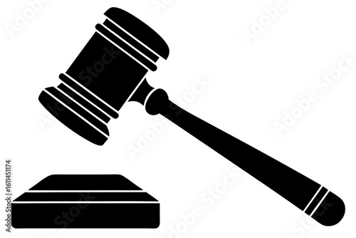 Gavel justice law legal court hammer auction silhouette vector illustration