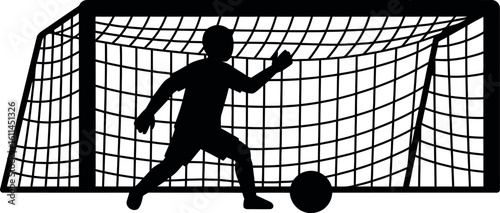 Soccer goalkeeper silhouette saving goal