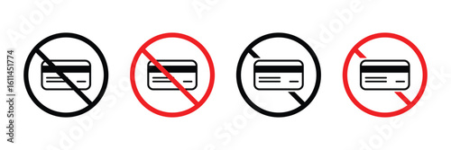 Not allow credit card symbol vector.  prohibition card, transaction, cash, money, banking icon vector