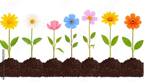 Fototapeta Naklejka Na Ścianę i Meble -  Colorful flowers in soil