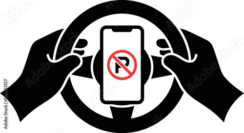 Distracted Driving No Parking Phone Icon