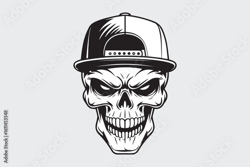 skull face baseball cap illustration vector