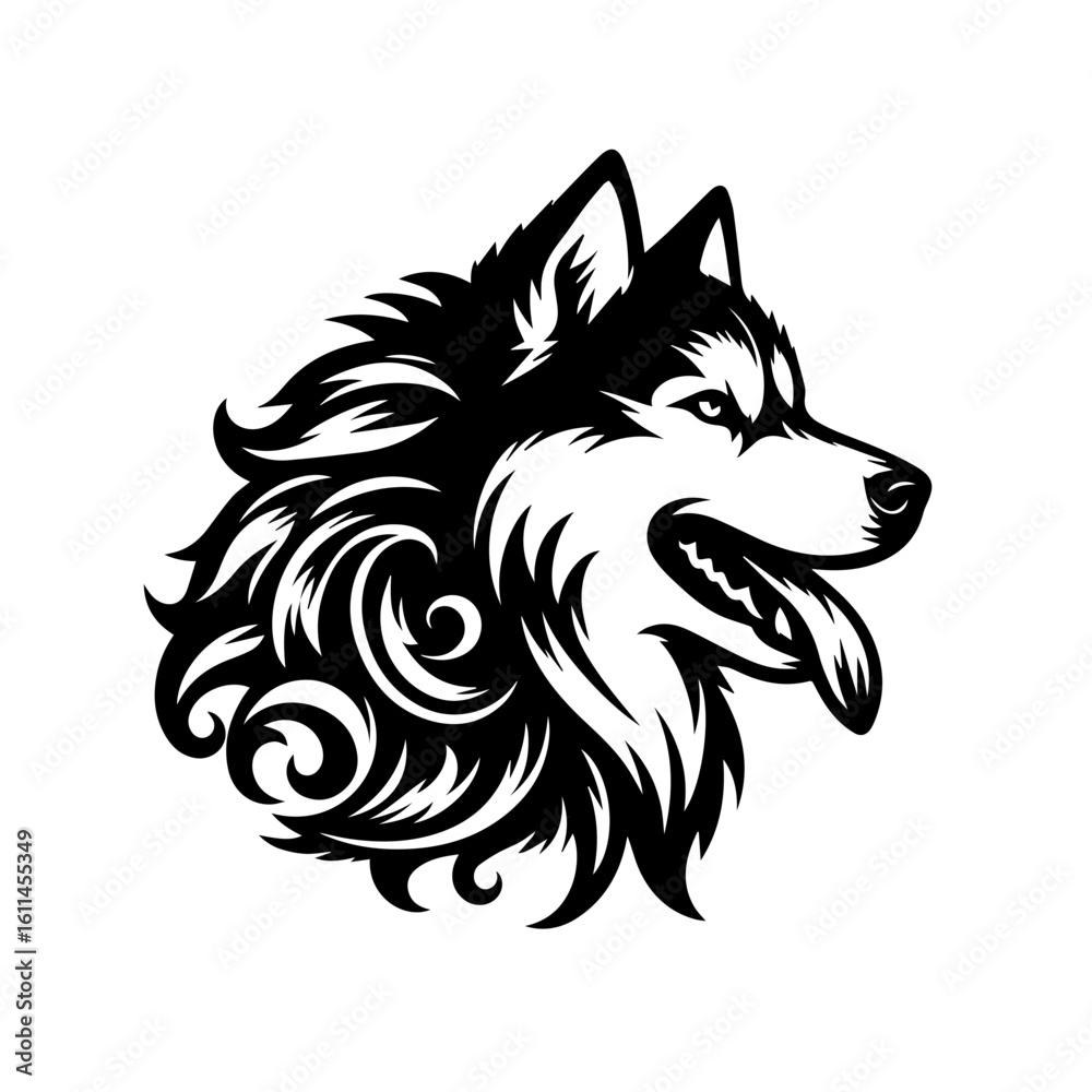 Naklejka premium black and white dog