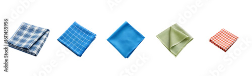Colorful Collection of Folded Cloth Napkins and Handkerchiefs

