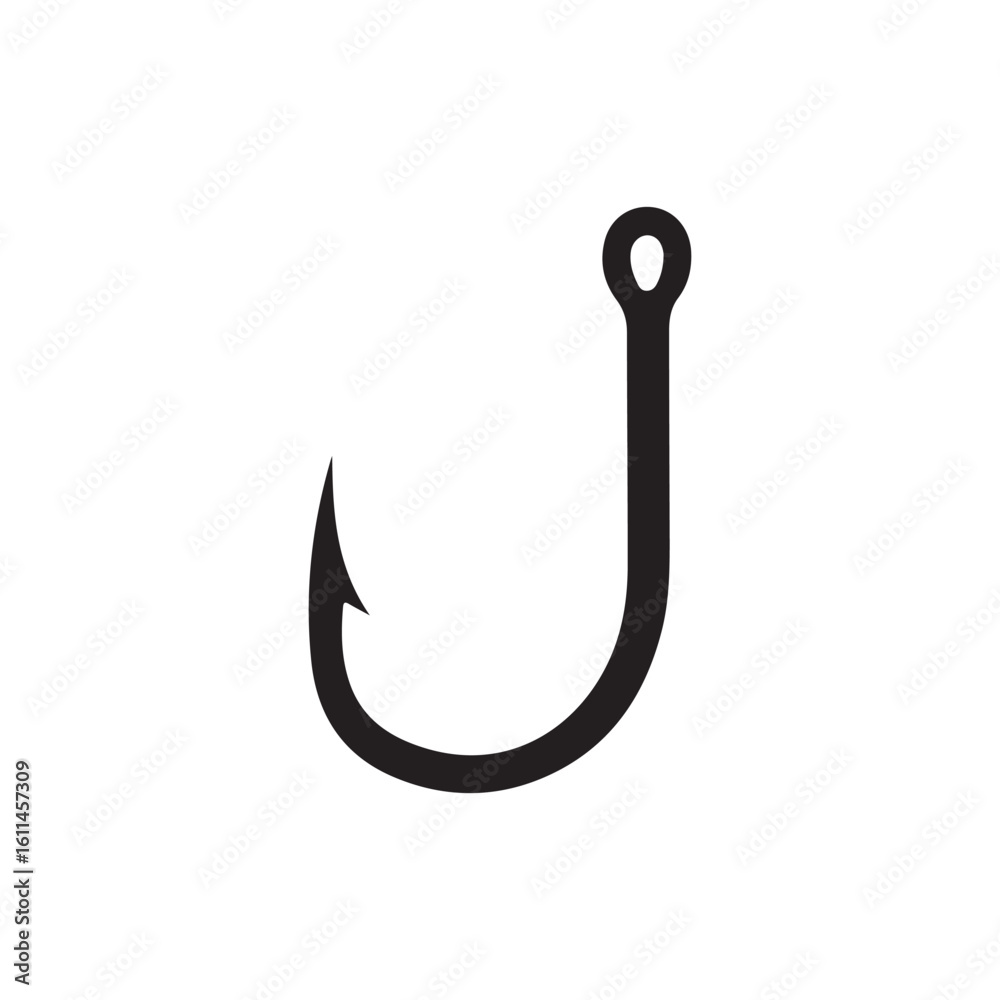 Fish hook silhouette isolated on white background. Fish hook icon vector illustration Fish hook silhouette isolated on white background. Fish hook icon vector illustration