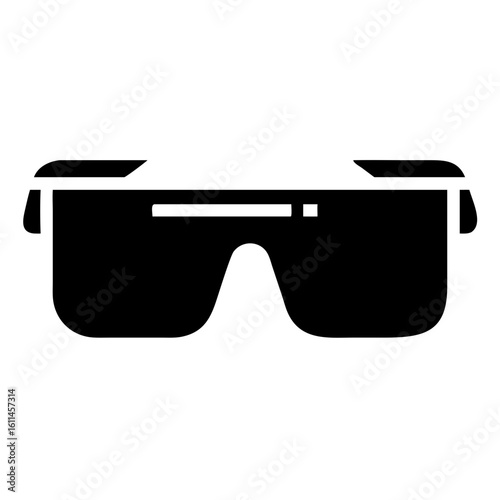 Vector Illustration of black sunglasses with a thick frame and dark lenses