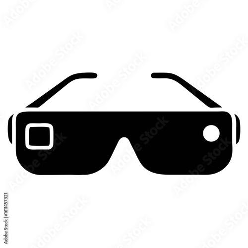 Vector Illustration of augmented reality glasses with square and circle