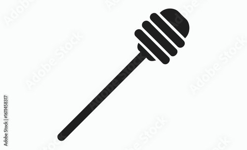 Honey dipper silhouette, dripping honey icon, sweet food vector, Honey dipper stick with dripping honey vector, Honey stick black silhouette icon vector illustration  