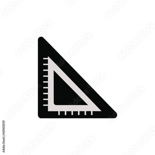 Black and white drafting triangle ruler isolated on white background