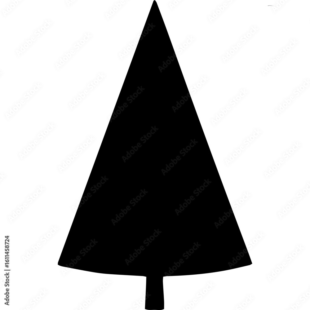 Minimalist black triangular fir tree icon silhouette. Minimalist black triangular fir tree icon silhouette.