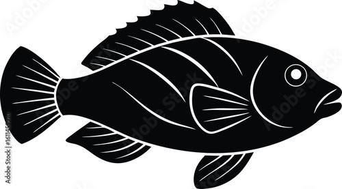 Hawkfish ocean fish silhouette vector art illustration
