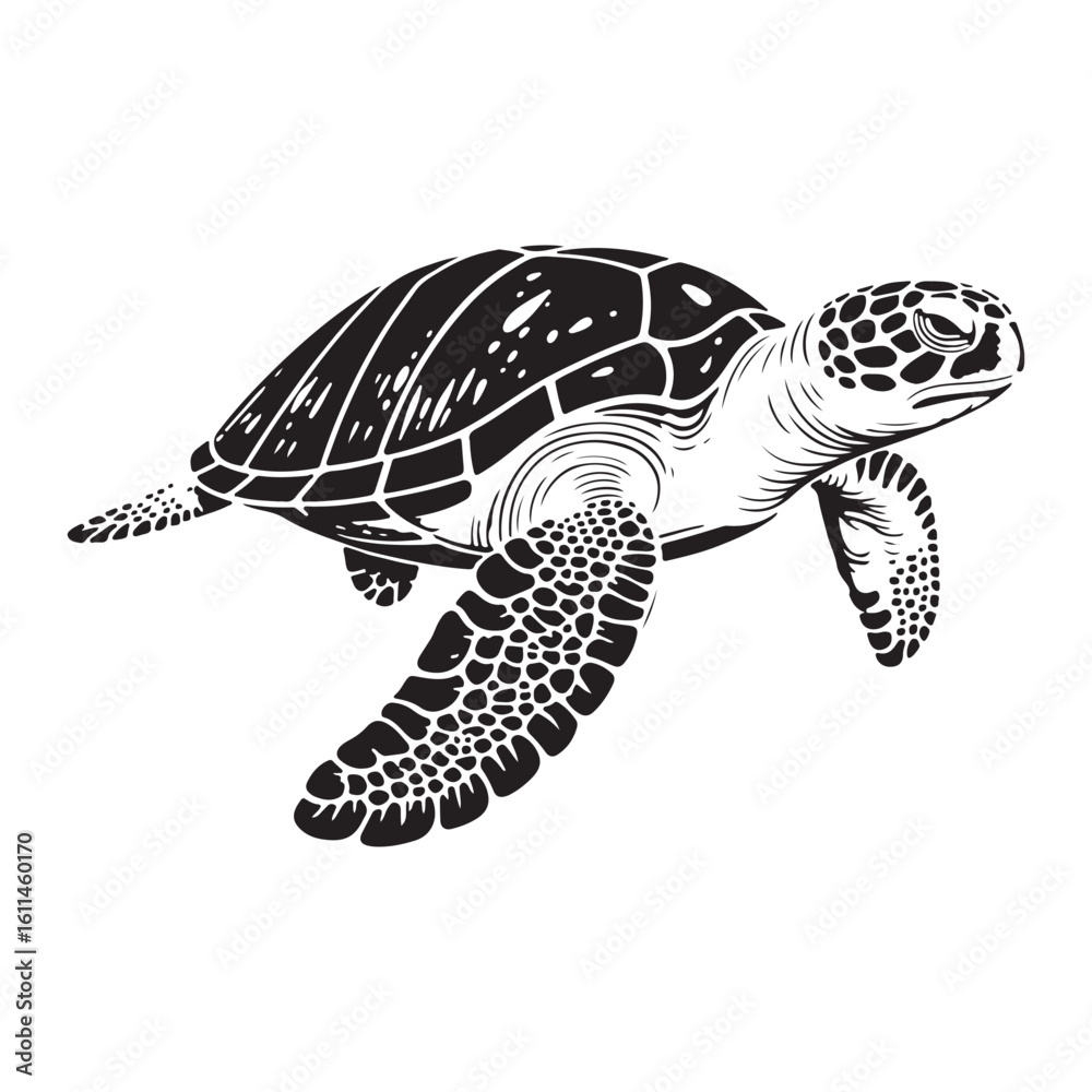 Fototapeta premium sea turtle silhouette vector isolated on white background