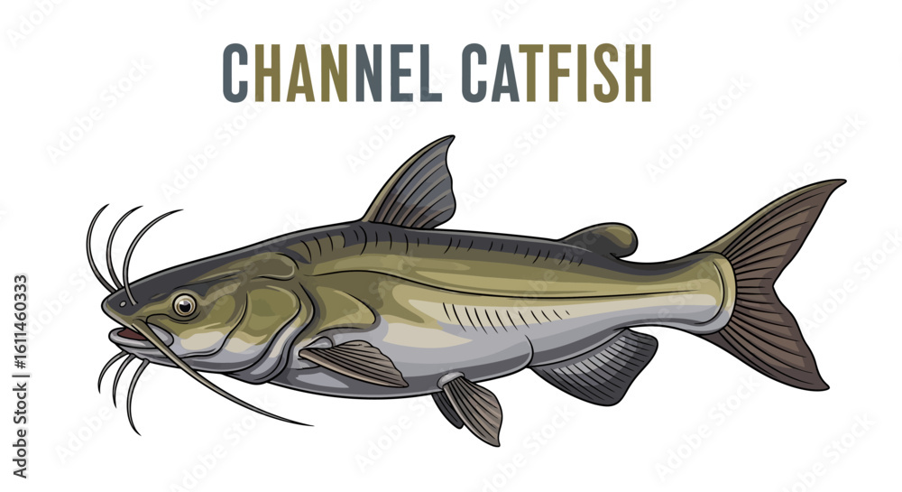 Fototapeta premium Channel Catfish Isolated Illustration.