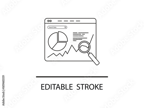 Analyze data trends and insights with a magnifying glass for business growth and success in a modern online dashboard interface.