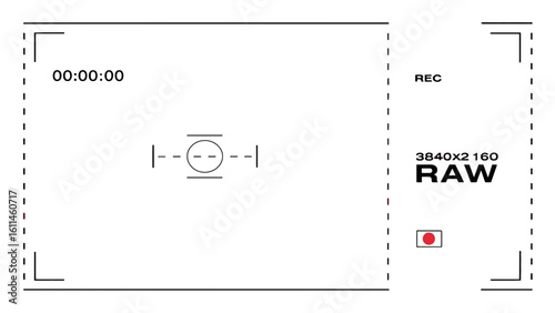 Vector art of camera recording interface with timer and resolution details
