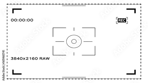 Vector art of viewfinder screen showing camera settings and recording status