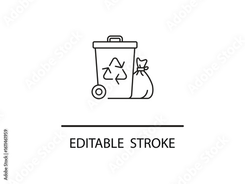 Recycling bin and bag for waste disposal emphasizing environmental sustainability and responsible waste management practices for a cleaner planet.