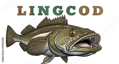 Lingcod Fish Open Mouth.