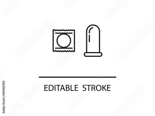 Advocate safe sex with this minimal condom outline, promoting protection and responsibility with a modern editable stroke design.