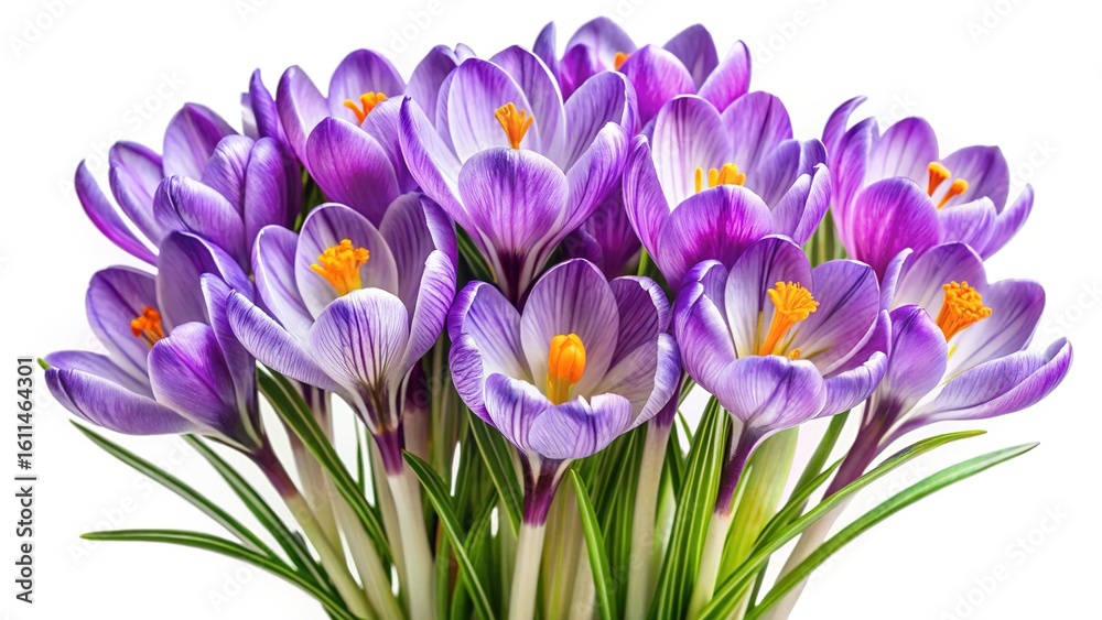 Obraz premium Close up of a bouquet of elegant purple and white crocus flowers