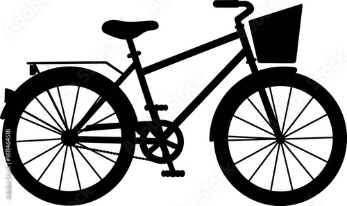 Vintage bicycle with basket silhouette