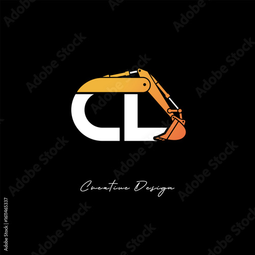 CL Excavator Arm Construction Logo - Bold Industrial Letter mark Design for Heavy Equipment, Contractor Branding & Modern Engineering Identity