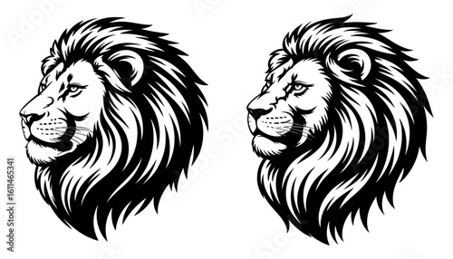 Wild tribal lion head vector illustration for a powerful animal mascot logo