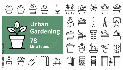 Gardening tools and icons set with hand drawn doodle style for web and design use
