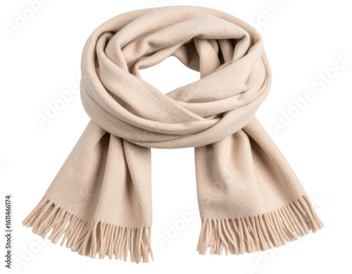 Elegant Cashmere Scarf Loosely Tied in a Loop, isolated on a transparent background.