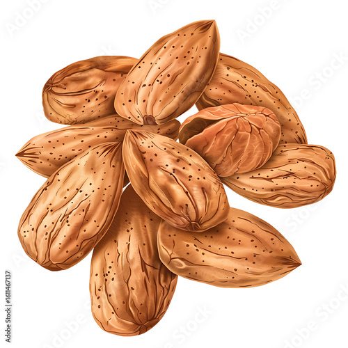 Cluster of Almonds with Detailed Textures