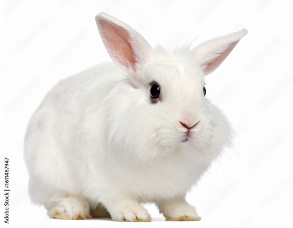Obraz premium Cute Brown Rabbit Standing on White Background
