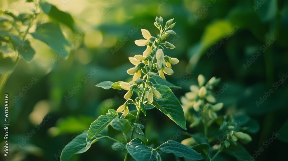 Fototapeta premium The vibrant colors of a blooming plant in a lush garden setting.