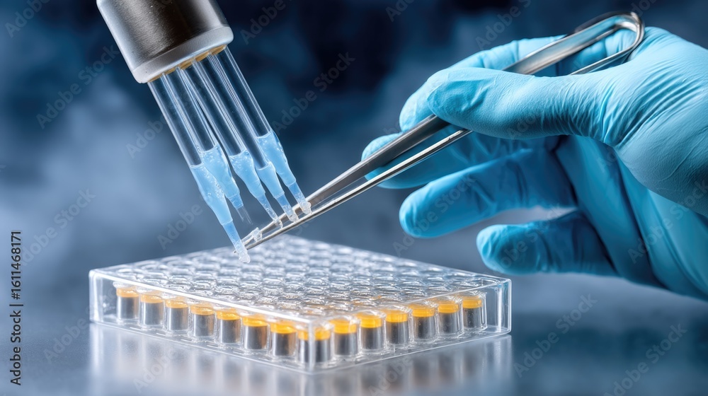 custom made wallpaper toronto digitalLaboratory Research with Pipette and Tweezers for Scientific Experiments in Modern Biotech Setting