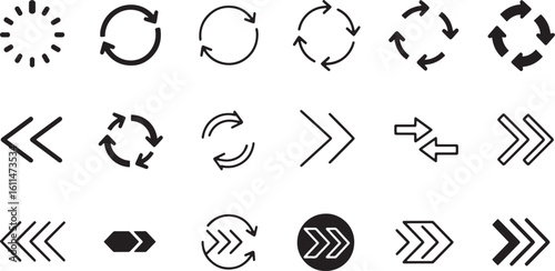 Collection of circular and linear arrow icons