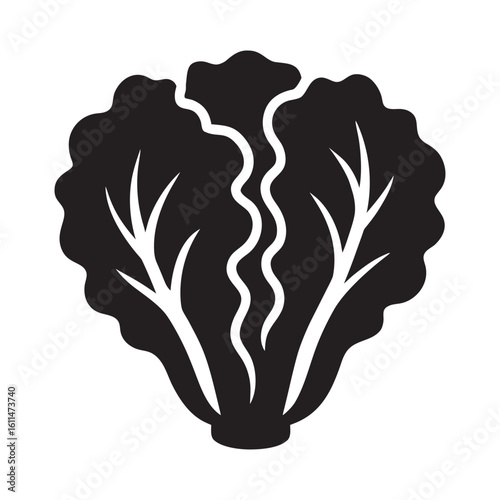 Black silhouette of a lettuce leaf green vegetable